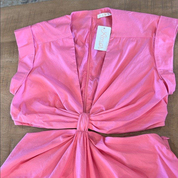 Karlie Solid Poplin Cut-Out Knot Maxi Dress Bubble Gum Pink Large NWT Pockets! - Picture 7 of 10